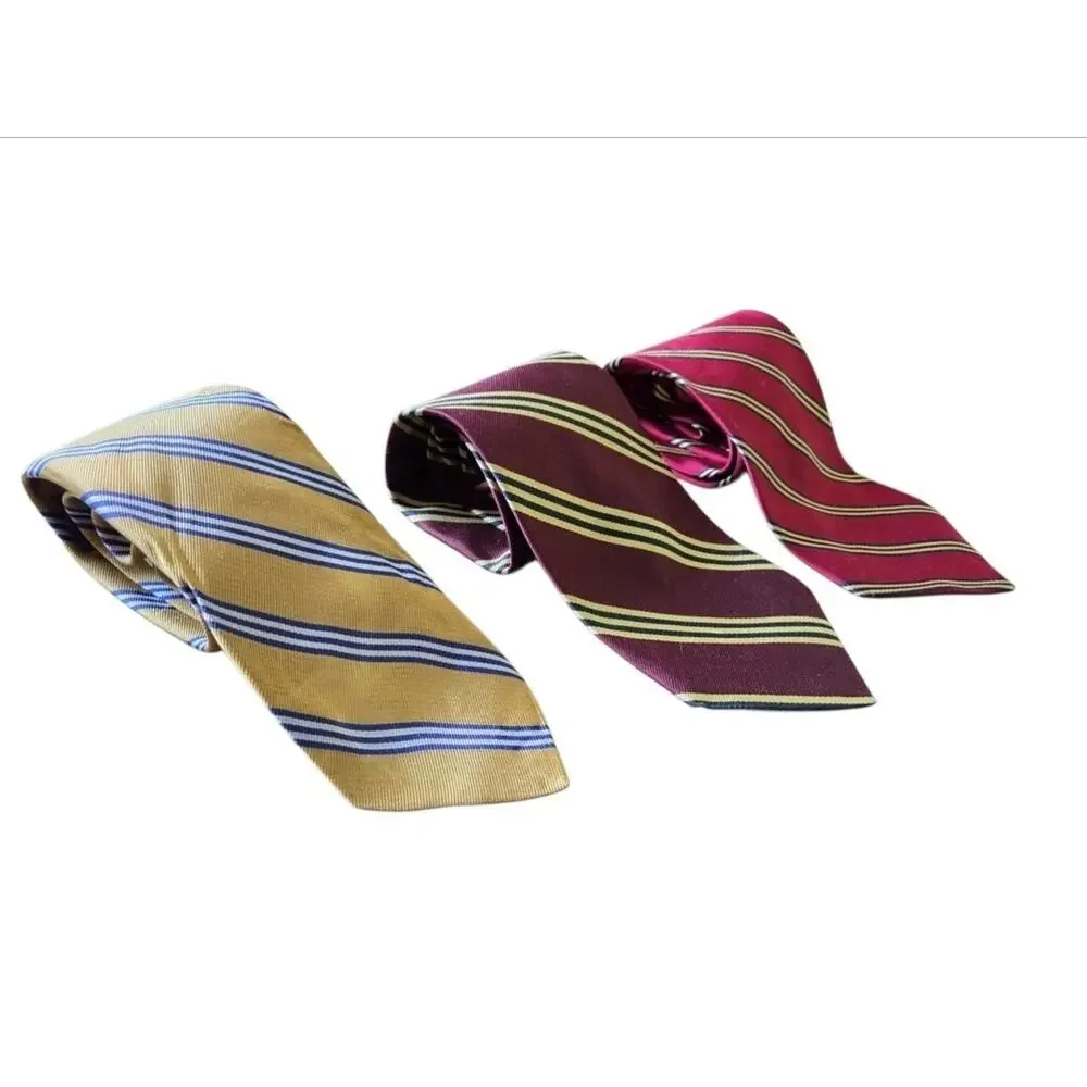 Lot 3 Brooks Brothers Makers 100% Silk Regimental Stripe Repp Neckties Preppy